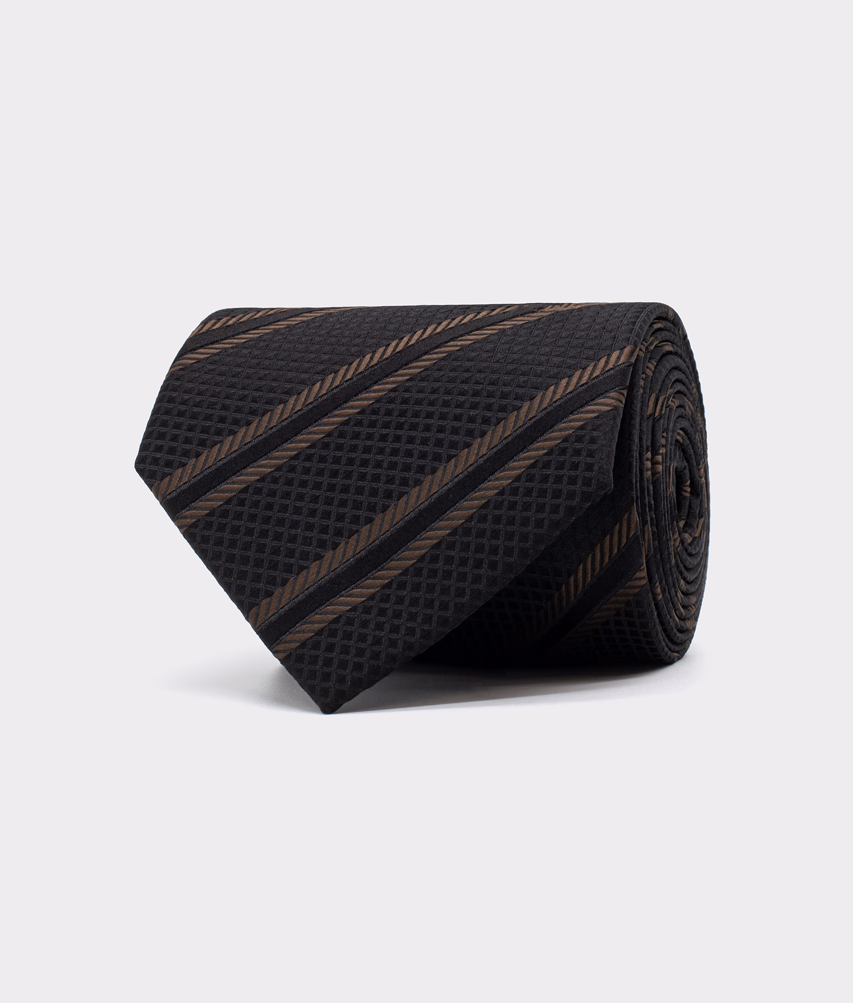 Zeek & Fletcher – Ornamental Weave – Schwarz-Braun Ornamental Weave Krawatte schwarz-braun – gemusterte Seidenkrawatte für Abendmode und Business-Outfits