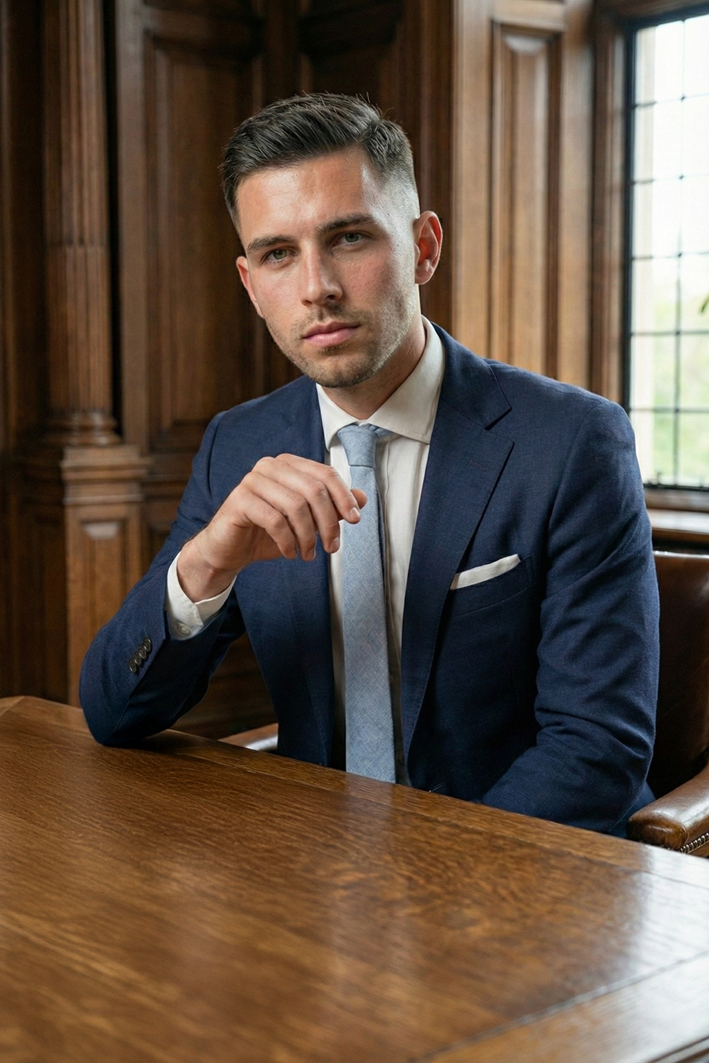 Business Collection – Sunlit Cotton Blau-Grau