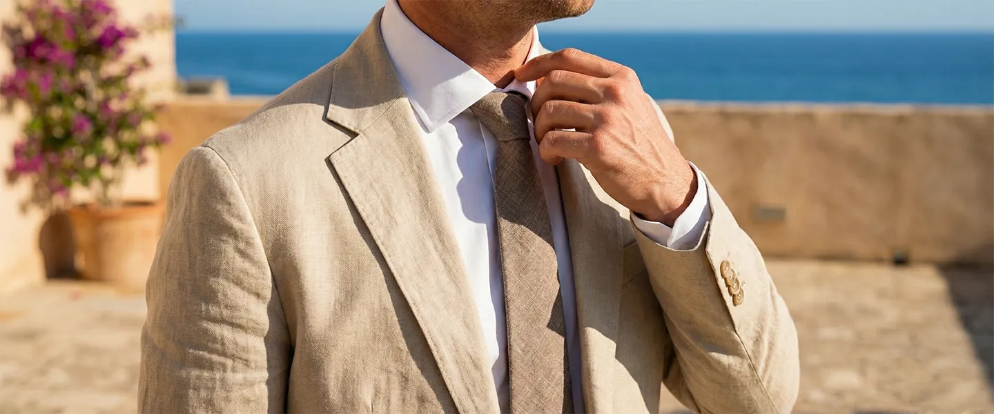 Welche Krawatte passt zum beigefarbenen Anzug?