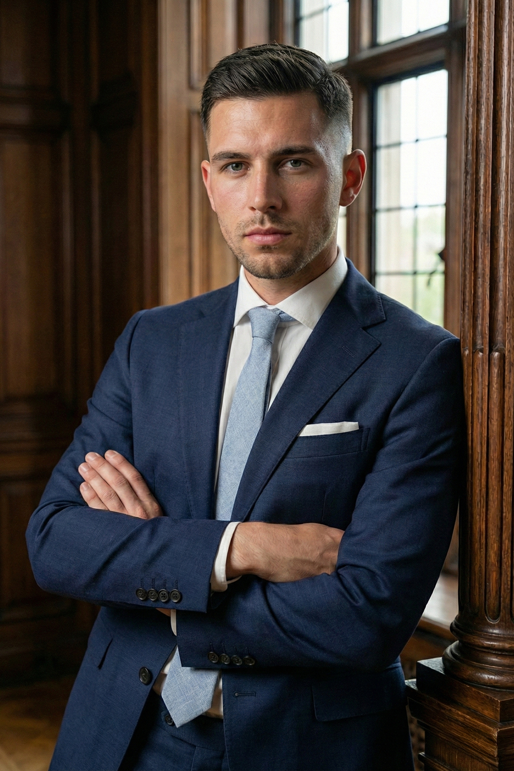 Business Collection – Sunlit Cotton Blau-Grau