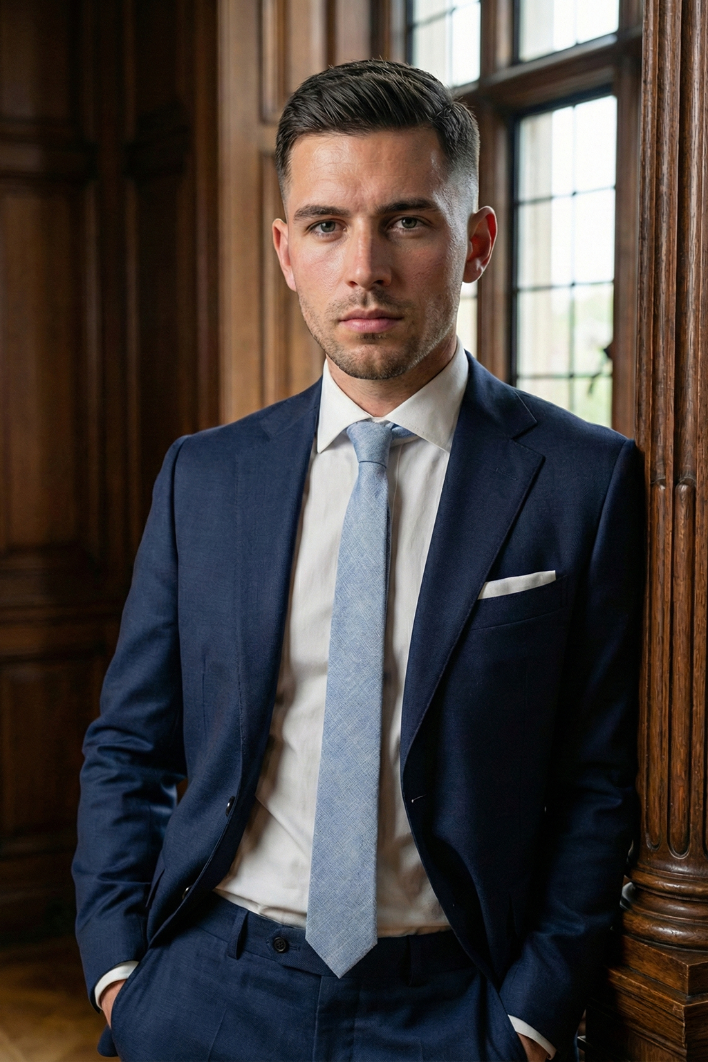 Business Collection – Sunlit Cotton Blau-Grau