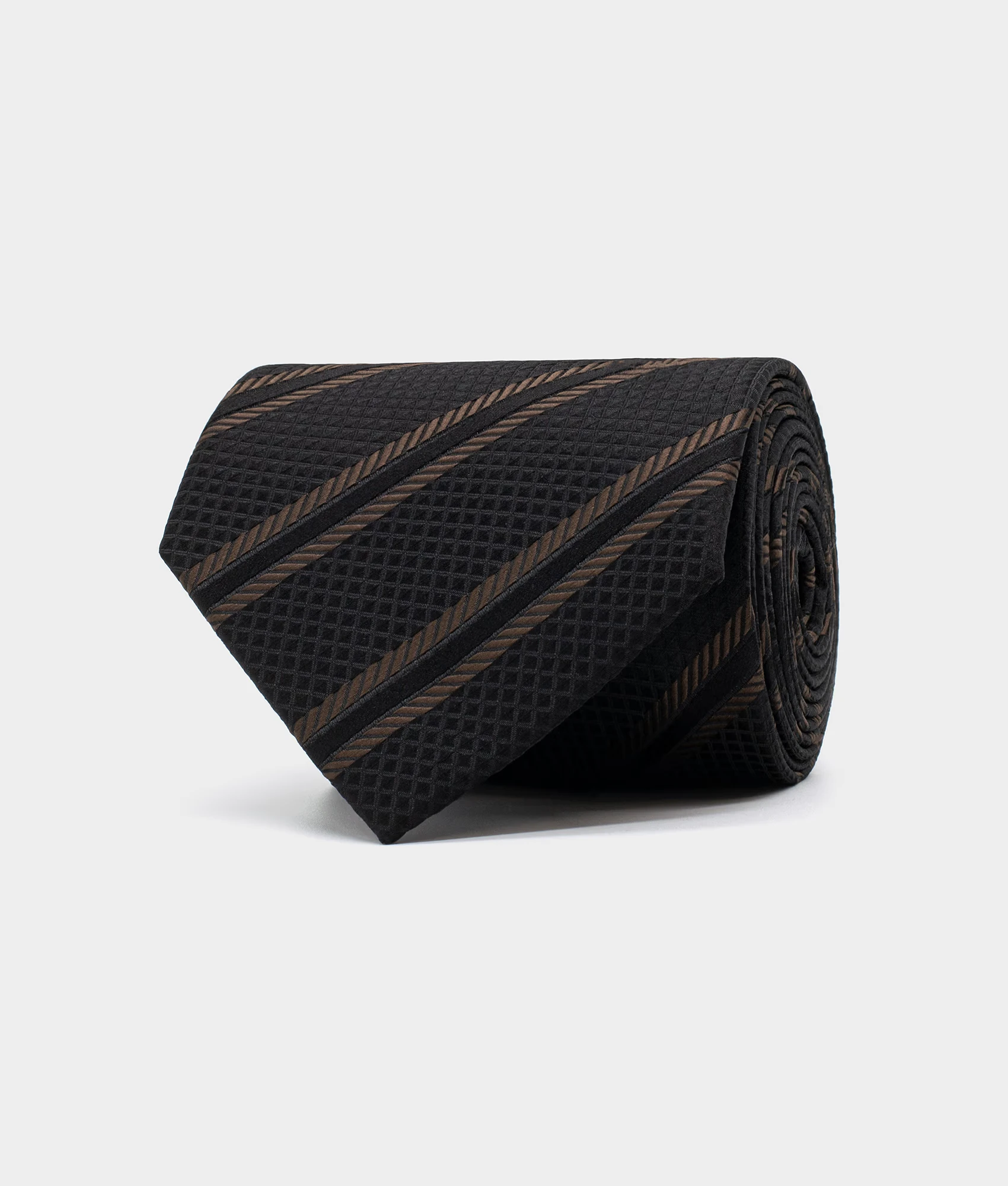 Ornamental Weave Krawatte schwarz-braun – gemusterte Seidenkrawatte für Abendmode und Business-Outfits